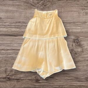 Greylin Creamy White Sleeveless Linen Blend Shorts Romper Size XS